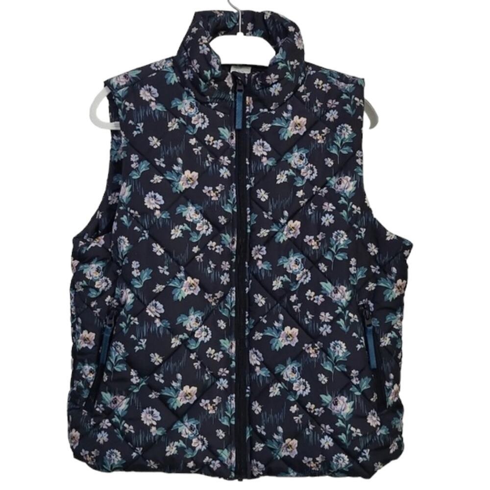 Vera Bradley Puffer Vest Sleeveless Coat Navy Garden‎ Full Zip Fleece Lined 3XL - Picture 5 of 12